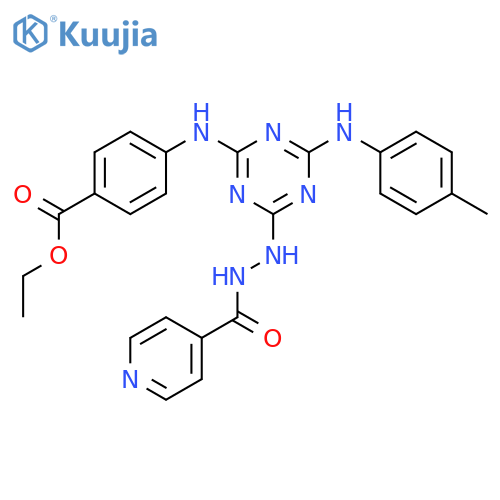 4-Pyridinecarboxylicacid,2-[4-[[4-(ethoxycarbonyl)phenyl]amino]-6-[(4-methylphenyl)amino]-1,3,5-triazin-2-yl]hydrazide structure