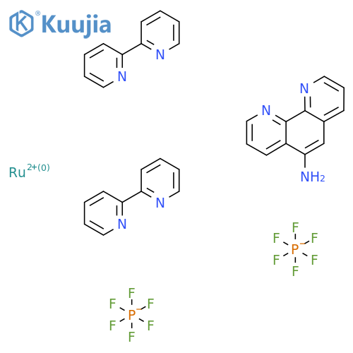 1,10-phenanthrolin-5-amine,2-pyridin-2-ylpyridine,ruthenium(2+),dihexafluorophosphate structure