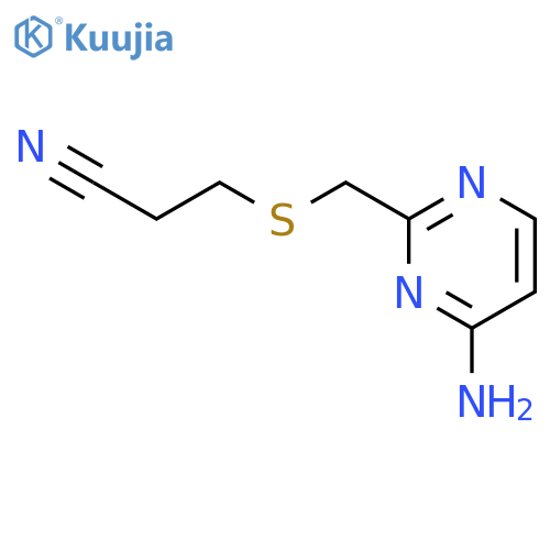 Propanenitrile, 3-[[(4-amino-2-pyrimidinyl)methyl]thio]- structure