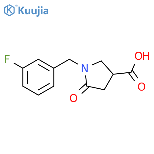 1-[(3-fluorophenyl)methyl]-5-oxopyrrolidine-3-carboxylic acid structure