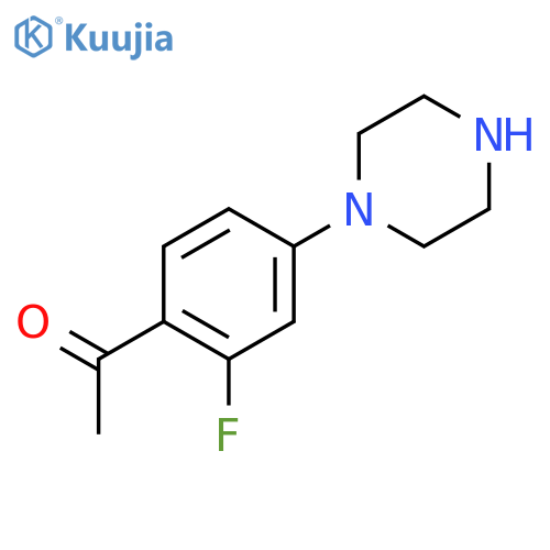 1-[2-fluoro-4-(1-piperazinyl)phenyl]-Ethanone structure
