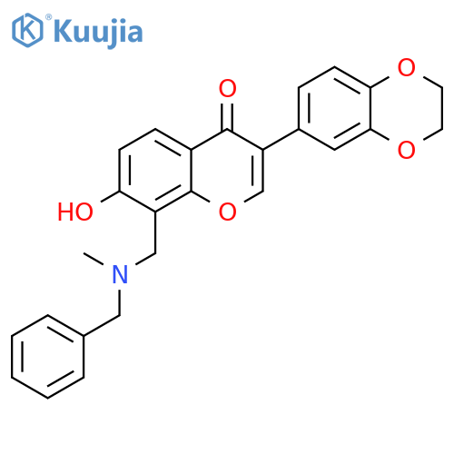 8-{benzyl(methyl)aminomethyl}-3-(2,3-dihydro-1,4-benzodioxin-6-yl)-7-hydroxy-4H-chromen-4-one structure