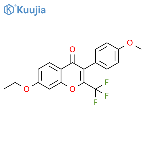 7-ethoxy-3-(4-methoxyphenyl)-2-(trifluoromethyl)-4H-chromen-4-one structure