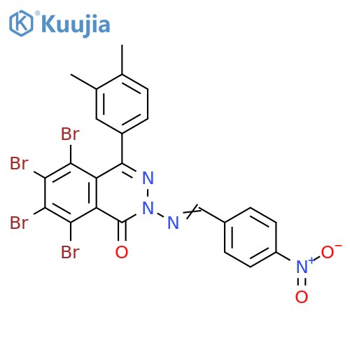 1(2H)-Phthalazinone,5,6,7,8-tetrabromo-4-(3,4-dimethylphenyl)-2-[[(4-nitrophenyl)methylene]amino]- structure