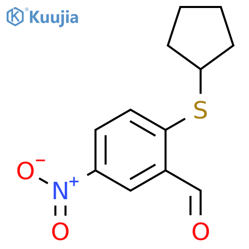 Benzaldehyde, 2-(cyclopentylthio)-5-nitro- structure