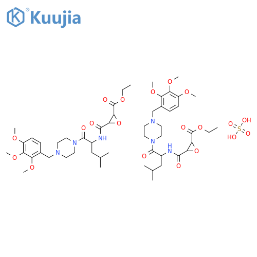 ethyl (2S,3S)-3-[(3-methyl-1-{[4-(2,3,4-trimethoxybenzyl)piperazin-1-yl]carbonyl}butyl)carbamoyl]oxirane-2-carboxylate sulfate (2:1) structure