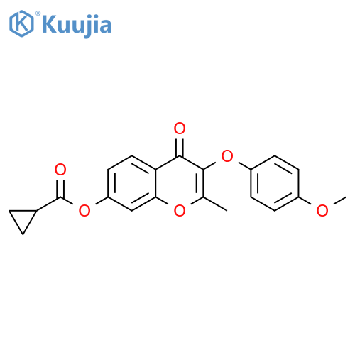 3-(4-methoxyphenoxy)-2-methyl-4-oxo-4H-chromen-7-yl cyclopropanecarboxylate structure