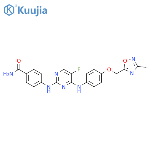 Benzamide, 4-[[5-fluoro-4-[[4-[(3-methyl-1,2,4-oxadiazol-5-yl)methoxy]phenyl]amino]-2-pyrimidinyl]amino]- structure