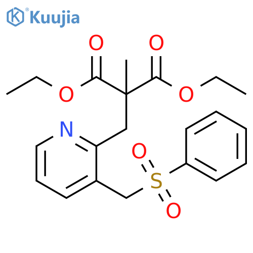 Propanedioic acid, methyl[[3-[(phenylsulfonyl)methyl]-2-pyridinyl]methyl]-, diethyl ester structure