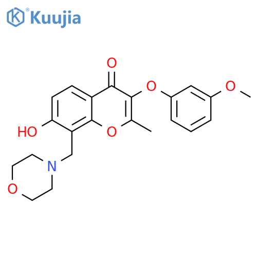7-hydroxy-3-(3-methoxyphenoxy)-2-methyl-8-(morpholin-4-yl)methyl-4H-chromen-4-one structure