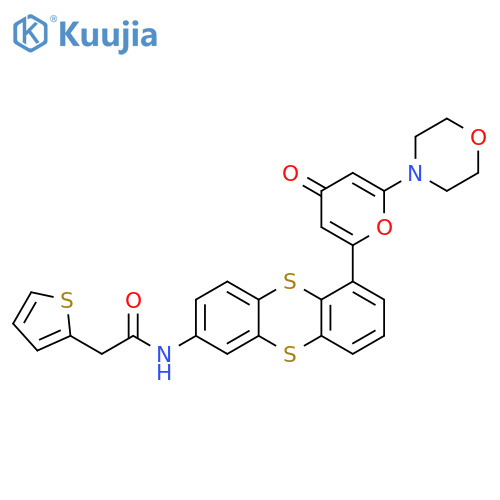 2-Thiopheneacetamide,N-[6-[6-(4-morpholinyl)-4-oxo-4H-pyran-2-yl]-2-thianthrenyl]- structure