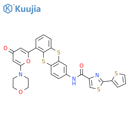 4-Thiazolecarboxamide,N-[6-[6-(4-morpholinyl)-4-oxo-4H-pyran-2-yl]-2-thianthrenyl]-2-(2-thienyl)- structure