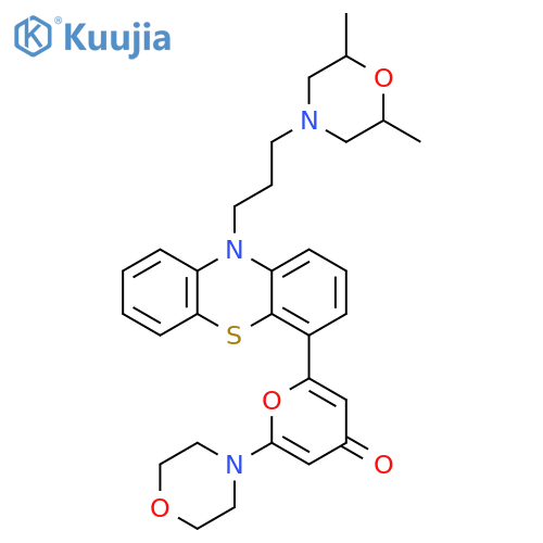 4H-Pyran-4-one,2-[10-[3-(2,6-dimethyl-4-morpholinyl)propyl]-10H-phenothiazin-4-yl]-6-(4-morpholinyl)- structure