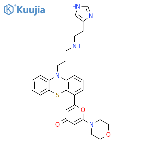 4H-Pyran-4-one,2-[10-[3-[[2-(1H-imidazol-4-yl)ethyl]amino]propyl]-10H-phenothiazin-4-yl]-6-(4-morpholinyl)- structure