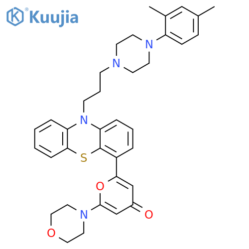 4H-Pyran-4-one,2-[10-[3-[4-(2,4-dimethylphenyl)-1-piperazinyl]propyl]-10H-phenothiazin-4-yl]-6-(4-morpholinyl)- structure