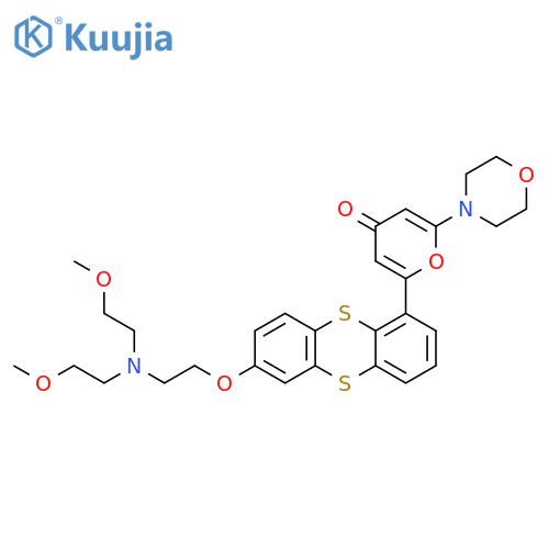 4H-Pyran-4-one,2-[7-[2-[bis(2-methoxyethyl)amino]ethoxy]-1-thianthrenyl]-6-(4-morpholinyl)- structure