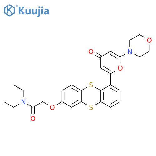 Acetamide,N,N-diethyl-2-[[6-[6-(4-morpholinyl)-4-oxo-4H-pyran-2-yl]-2-thianthrenyl]oxy]- structure