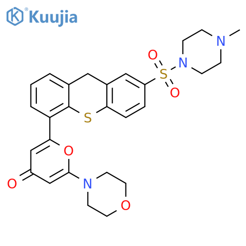 Piperazine,1-methyl-4-[[5-[6-(4-morpholinyl)-4-oxo-4H-pyran-2-yl]-9H-thioxanthen-2-yl]sulfonyl]- structure