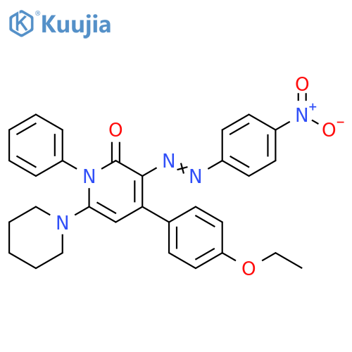 2(1H)-Pyridinone,4-(4-ethoxyphenyl)-3-[(4-nitrophenyl)azo]-1-phenyl-6-(1-piperidinyl)- structure