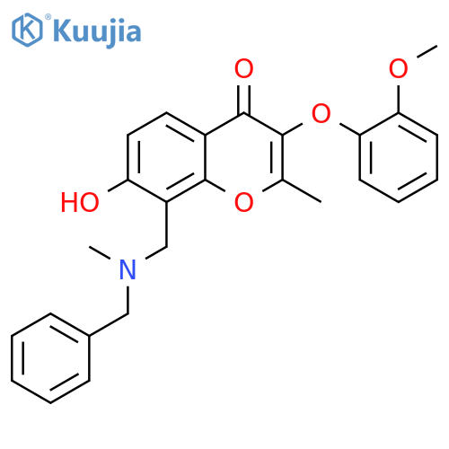 8-{benzyl(methyl)aminomethyl}-7-hydroxy-3-(2-methoxyphenoxy)-2-methyl-4H-chromen-4-one structure