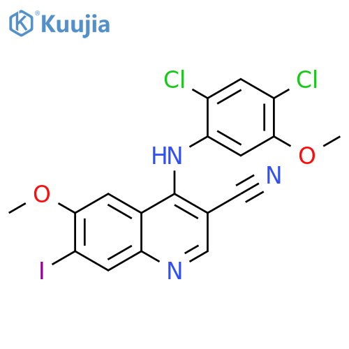 4-[(2,4-dichloro-5-methoxyphenyl)amino]-7-iodo-6-methoxy-3-quinolinecarbonitrile structure