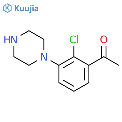1-[2-chloro-3-(1-piperazinyl)phenyl]-Ethanone structure