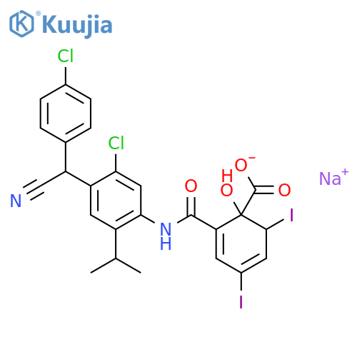 Benzamide,N-[5-chloro-4-[(4-chlorophenyl)cyanomethyl]-2-(1-methylethyl)phenyl]-2-hydroxy-3,5-diiodo-,sodium salt (1:1) structure