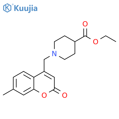 ethyl 1-(7-methyl-2-oxo-2H-chromen-4-yl)methylpiperidine-4-carboxylate structure