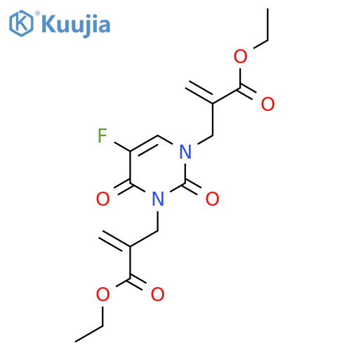 ethyl 2-[[3-(2-ethoxycarbonylprop-2-enyl)-5-fluoro-2,6-dioxo-pyrimidin-1-yl]methyl]prop-2-enoate structure