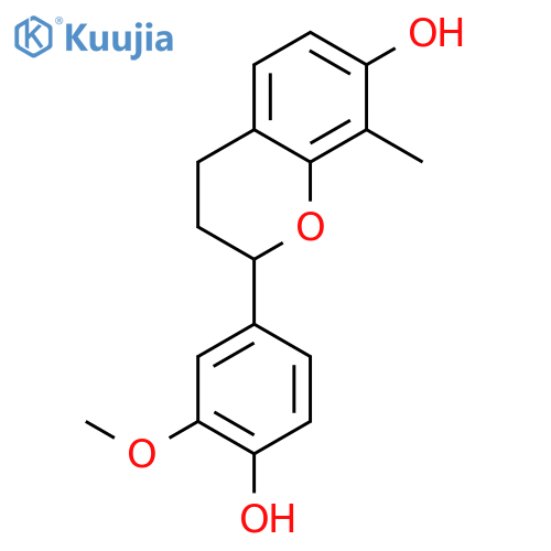 (2S)-4',7-dihydroxy-3'-methoxy-8-methylflavan structure