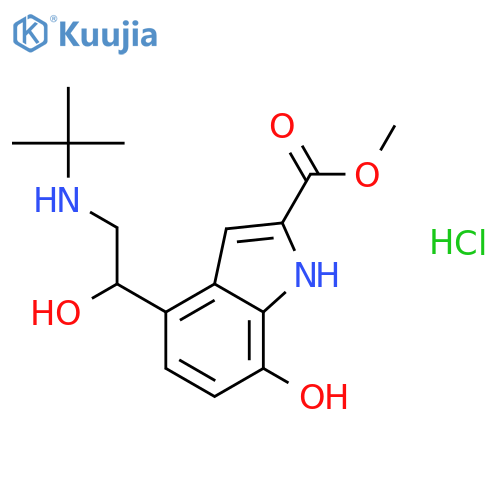 Methyl 4-(2-tert-butylamino-1-hydroxyethyl)-7-hy- droxyindole-2-carboxylate hydrochloride structure