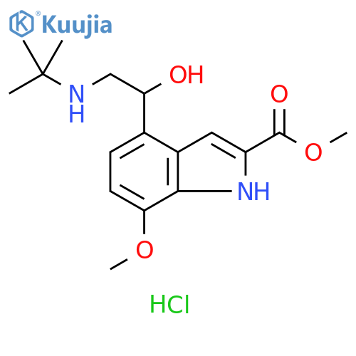 1H-Indole-2-carboxylic acid, 4-[2-[(1,1-dimethylethyl)amino]-1-hydroxyethyl]-7-methoxy-, methyl ester, hydrochloride (1:1) structure