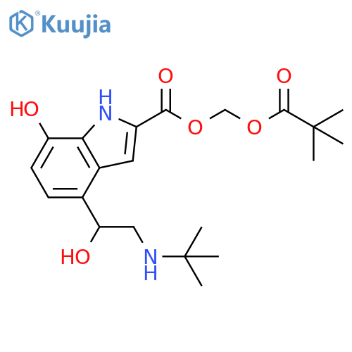 1H-Indole-2-carboxylic acid, 4-[2-[(1,1-dimethylethyl)amino]-1-hydroxyethyl]-7-hydroxy-, (2,2-dimethyl-1-oxopropoxy)methyl ester structure
