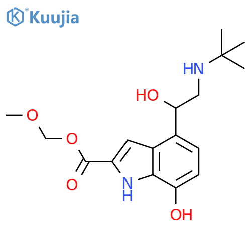1H-Indole-2-carboxylic acid, 4-[2-[(1,1-dimethylethyl)amino]-1-hydroxyethyl]-7-hydroxy-, methoxymethyl ester structure