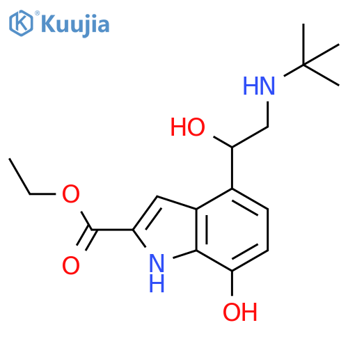 1H-Indole-2-carboxylic acid,4-[2-[(1,1-dimethylethyl)amino]-1-hydroxyethyl]-7-hydroxy-, ethyl ester structure