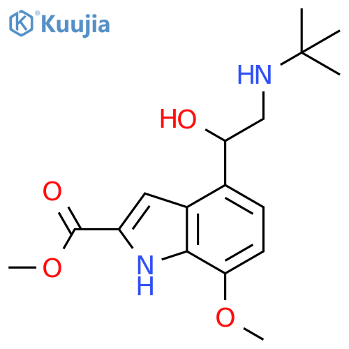 1H-Indole-2-carboxylic acid,4-[2-[(1,1-dimethylethyl)amino]-1-hydroxyethyl]-7-methoxy-, methyl ester structure