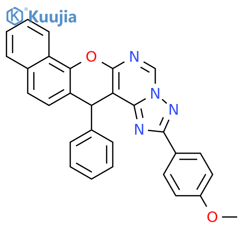 <br>2-(4-methoxyphenyl)-14-phenyl-14H-benzo[7,8]chromeno[3,2-e][1,2,4]triazolo[ 1,5-c]pyrimidine structure