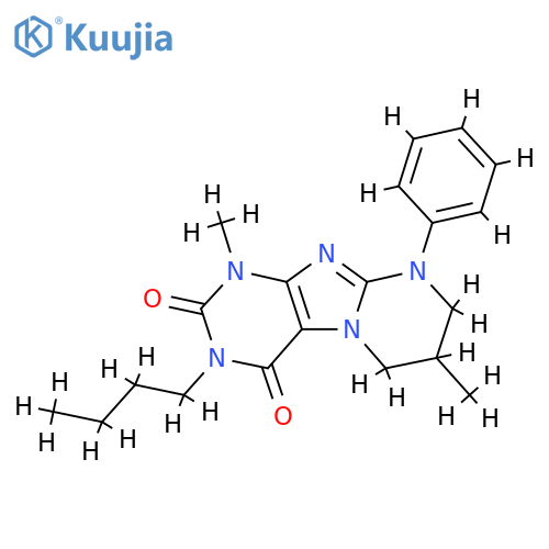 3-butyl-1,7-dimethyl-9-phenyl-1H,2H,3H,4H,6H,7H,8H,9H-pyrimido1,2-gpurine-2,4-dione structure