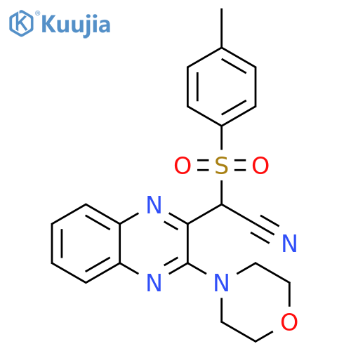 2-(4-methylbenzenesulfonyl)-2-3-(morpholin-4-yl)quinoxalin-2-ylacetonitrile structure