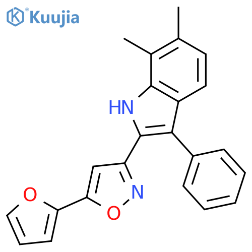 1H-Indole, 2-[5-(2-furanyl)-3-isoxazolyl]-6,7-dimethyl-3-phenyl- structure