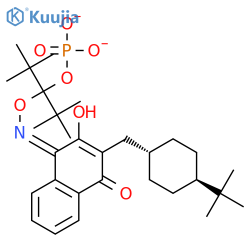 PHOSPHORIC ACID, BIS(1,1-DIMETHYLETHYL)[[[3-[[TRANS-4-(1,1-DIMETHYLETHYL)CYCLOHEXYL]METHYL]-2-HYDROXY-4-OXO-1(4H)-NAPHTHALENYLIDENE]AMINO]OXY]METHYL ESTER structure