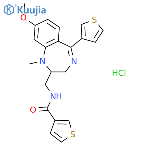 N-[(8-methoxy-1-methyl-5-thiophen-3-yl-2,3-dihydro-1H-1,4-benzodiazepin-2-yl)methyl]thiophene-3-carboxamide hydrochloride structure