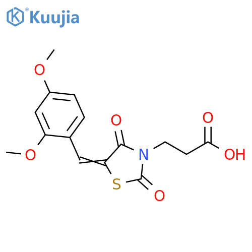 3-(5Z)-5-(2,4-dimethoxyphenyl)methylidene-2,4-dioxo-1,3-thiazolidin-3-ylpropanoic acid structure