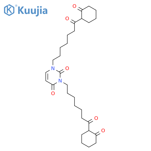 2,4(1H,3H)-Pyrimidinedione, 1,3-bis[7-oxo-7-(2-oxocyclohexyl)heptyl]- structure