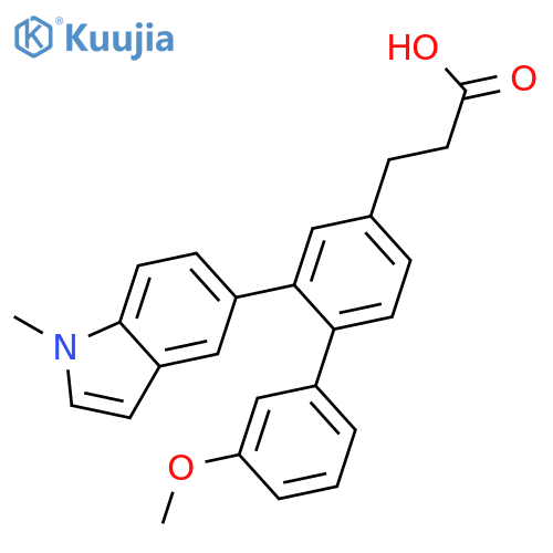 [1,1'-Biphenyl]-4-propanoic acid, 3'-methoxy-2-(1-methyl-1H-indol-5-yl)- structure