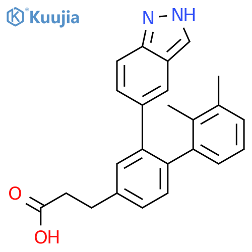 [1,1'-Biphenyl]-4-propanoic acid, 2-(1H-indazol-5-yl)-2',3'-dimethyl- structure