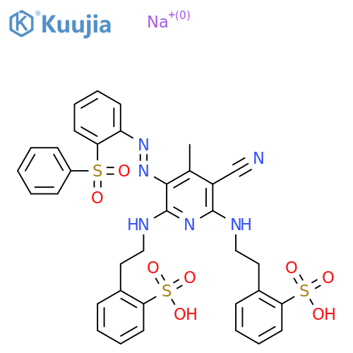[[3-cyano-4-methyl-5-[[2-(phenylsulphonyl)phenyl]azo]pyridine-2,6-diyl]bis(iminoethylene)]bis(benzenesulphonic) acid, sodium salt structure