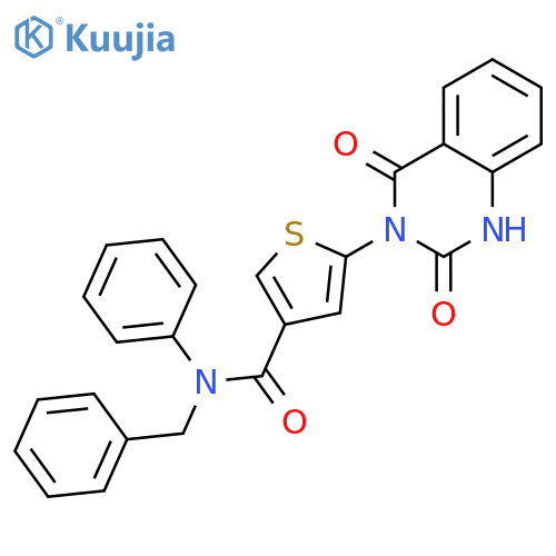 3-Thiophenecarboxamide,5-(1,4-dihydro-2,4-dioxo-3(2H)-quinazolinyl)-N-phenyl-N-(phenylmethyl)- structure
