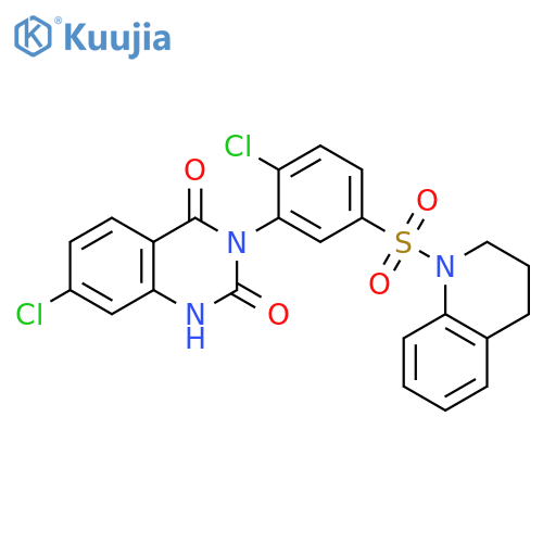 Quinoline,1-[[4-chloro-3-(7-chloro-1,4-dihydro-2,4-dioxo-3(2H)-quinazolinyl)phenyl]sulfonyl]-1,2,3,4-tetrahydro- structure