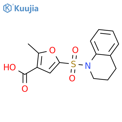 3-Furancarboxylic acid,5-[(3,4-dihydro-1(2H)-quinolinyl)sulfonyl]-2-methyl- structure